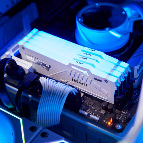 Память оперативная/ Kingston 32GB 5600MT/s DDR5 CL36 DIMM (Kit of 2) FURY Beast White RGB EXPO