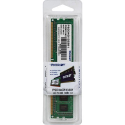Оперативная память DDR3 4Gb 1333MHz Patriot PSD34G133381 RTL PC3-10600 CL9 DIMM 240-pin 1.5В single rank Ret [PSD34G133381]