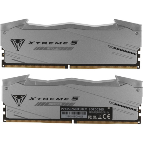 Память DDR5 2x16GB 8000MHz Patriot PVXR532G80C38KM Viper Xtreme 5 RGB RTL Gaming PC5-64000 CL38 DIMM 288-pin 1.45В с радиатором Ret