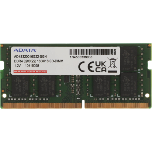 Оперативная память DDR4 16Gb 3200MHz A-Data AD4S320016G22-SGN RTL PC4-25600 CL22 SO-DIMM 260-pin 1.2В single rank Ret [AD4S320016G22-SGN]