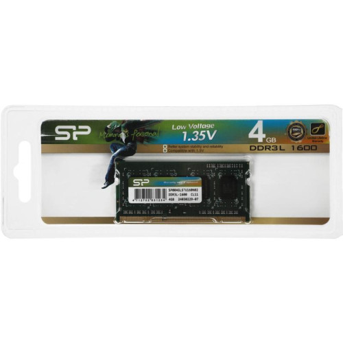 Оперативная память DDR3L 4Gb 1600MHz Silicon Power SP004GLSTU160N02 RTL PC3-12800 CL11 SO-DIMM 204-pin 1.35В Ret [SP004GLSTU160N02]