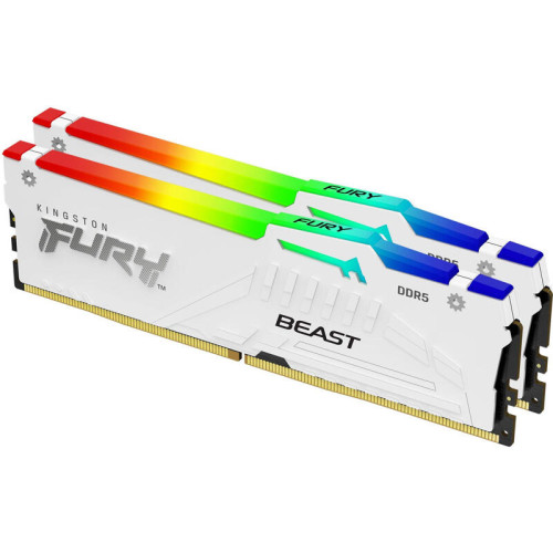 Память оперативная/ Kingston 64GB 5200MT/s DDR5 CL36 DIMM (Kit of 2) FURY Beast White RGB EXPO