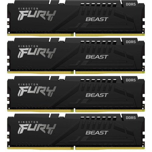 Оперативная память DDR5 4x16GB 5200MHz Kingston KF552C40BBK4-64 Fury Beast Black RTL Gaming PC5-41600 CL40 DIMM 288-pin 1.25В kit single rank с радиатором Ret [KF552C40BBK4-64]