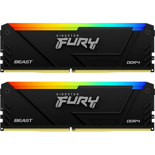 Память оперативная/ Kingston 32GB 3200MT/s DDR4 CL16 DIMM (Kit of 2) 1Gx8 FURY Beast RGB (Select Regions ONLY)