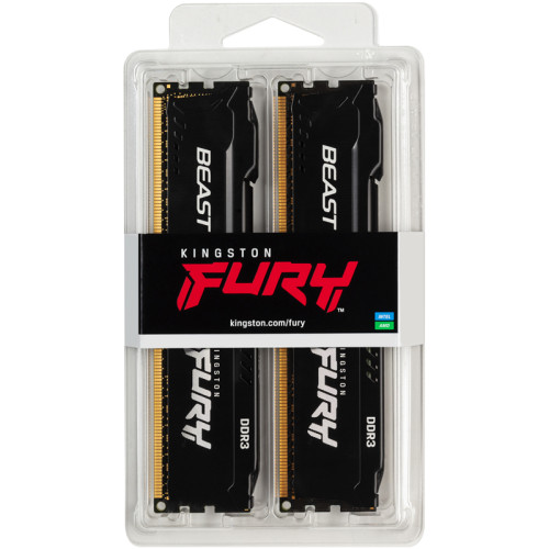 Память оперативная/ Kingston 8GB 1600MHz DDR3 CL10 DIMM(Kit of 2) FURY BeastBlack