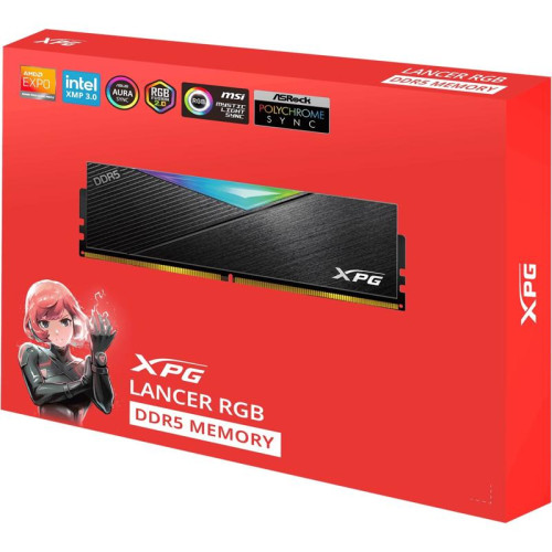 Память DDR5 2x16GB 7200MHz A-Data AX5U7200C3416G-DCLARBK XPG Lancer RGB RTL PC5-57600 CL34 DIMM 288-pin 1.4В kit dual rank с радиатором Ret