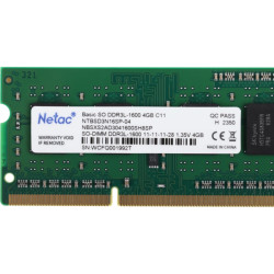 Оперативная память DDR3L 4Gb 1600MHz Netac NTBSD3N16SP-04 Basic RTL PC3-12800 CL11 SO-DIMM 204-pin 1.35В single rank Ret [NTBSD3N16SP-04]