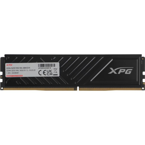 Память DDR4 16GB 3200MHz A-Data AX4U320016G16A-SBKD35 XPG Gammix D35 RTL Gaming PC4-25600 CL16 DIMM 288-pin 1.35В dual rank с радиатором Ret