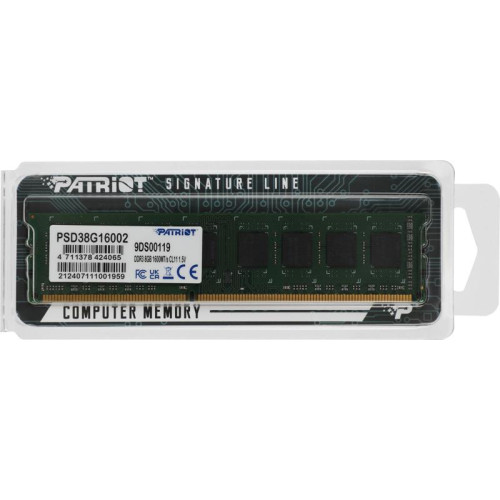Оперативная память DDR3 8Gb 1600MHz Patriot PSD38G16002 RTL PC3-12800 CL11 DIMM 240-pin 1.5В dual rank Ret [PSD38G16002]