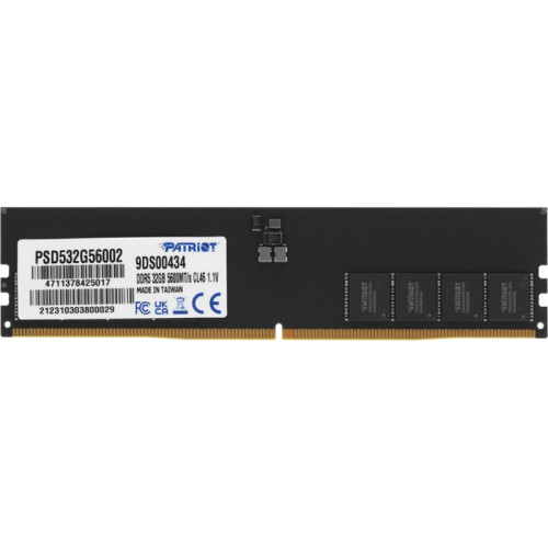 Оперативная память DDR5 32GB 5600MHz Patriot PSD532G56002 Signature RTL PC5-44800 CL46 DIMM 288-pin 1.1В dual rank Ret [PSD532G56002]