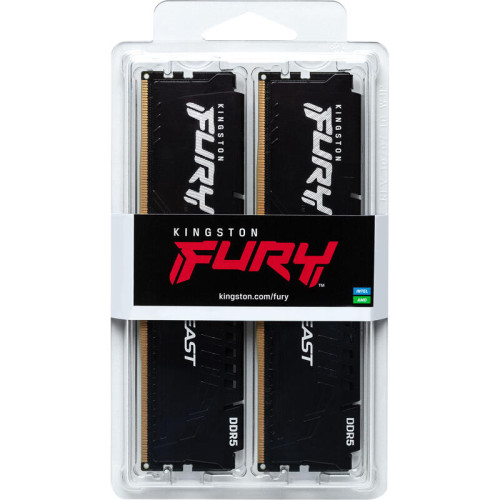 Память оперативная/ Kingston 64GB 5600MT/s DDR5 CL40 DIMM (Kit of 4) FURY Beast Black XMP
