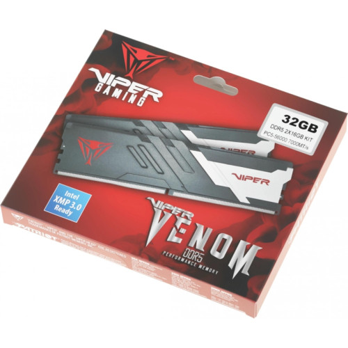 Оперативная память DDR5 2x16Gb 7000MHz Patriot PVV532G700C32K Viper Venom RTL Gaming PC5-56000 CL32 DIMM 288-pin 1.45В kit с радиатором Ret [PVV532G700C32K]