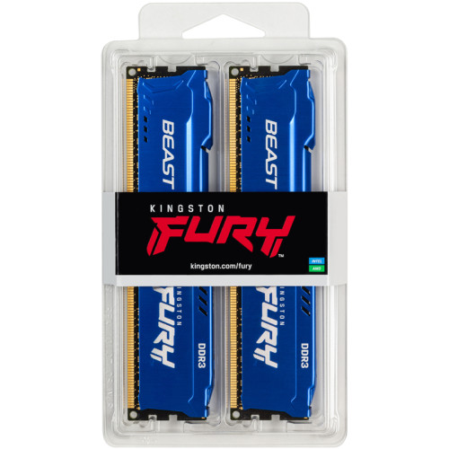 Память оперативная/ Kingston 16GB 1600MHz DDR3 CL10 DIMM(Kit of 2)FURYBeastBlue