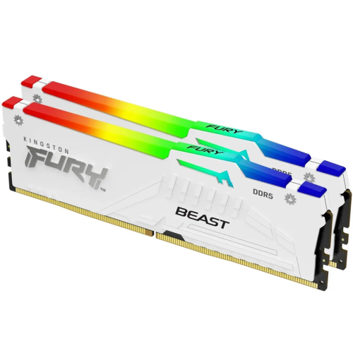 Память оперативная/ Kingston 32GB 6000MT/s DDR5 CL30 DIMM (Kit of 2) FURY Beast White RGB XMP Память оперативная/ Kingston 32GB 6000MT/s DDR5 CL30 DIMM (Kit of 2) FURY Beast White RGB XMP