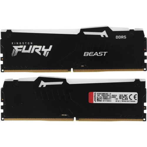 Память DDR5 2x16GB 6000MHz Kingston KF560C36BBE2AK2-32 Fury Beast RGB RTL Gaming PC5-48000 CL36 DIMM 288-pin 1.35В single rank с радиатором Ret