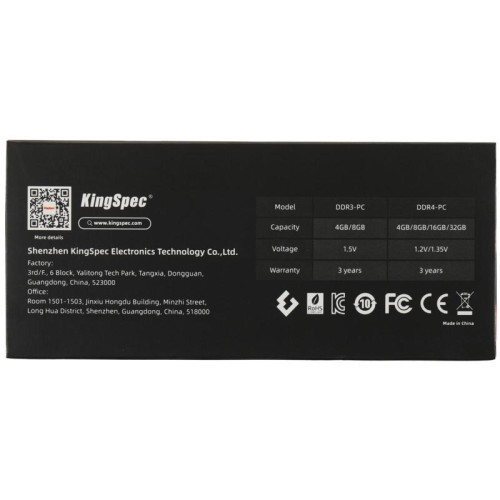 Оперативная память DDR3 4GB 1333MHz Kingspec KS1333D3P15004G RTL PC3-10600 CL11 DIMM 240-pin 1.5В dual rank Ret [KS1333D3P15004G]