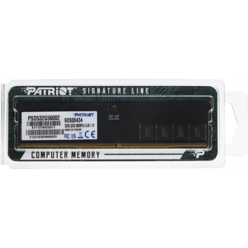 Оперативная память DDR5 32GB 5600MHz Patriot PSD532G56002 Signature RTL PC5-44800 CL46 DIMM 288-pin 1.1В dual rank Ret [PSD532G56002]