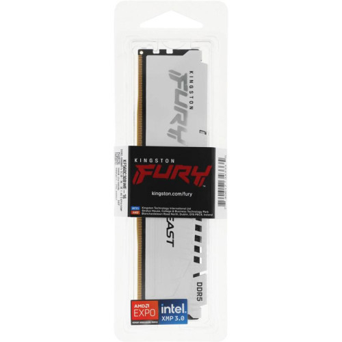 Оперативная память DDR5 16GB 6000MHz Kingston KF560C30BWE-16 Fury Beast White Expo RTL Gaming PC5-48000 CL30 DIMM 288-pin 1.4В kit single rank с радиатором Ret