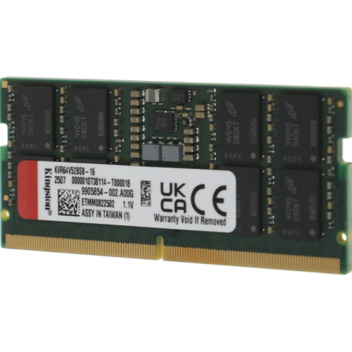 Память оперативная/ Kingston 16GB 6400MT/s DDR5 Non-ECC CL52 CSODIMM 1Rx8
