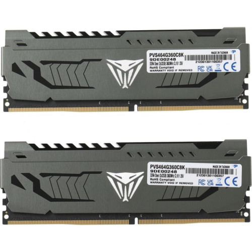 Оперативная память DDR4 2x32Gb 3600MHz Patriot PVS464G360C8K Viper Steel RTL Gaming PC4-28800 CL18 DIMM 288-pin 1.35В dual rank с радиатором Ret [PVS464G360C8K]