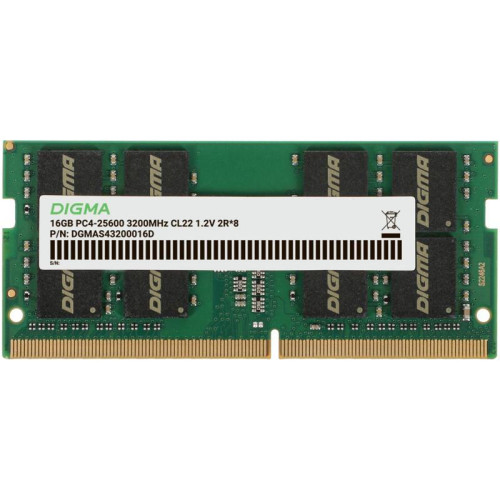 Оперативная память DDR4 16Gb 3200MHz Digma DGMAS43200016D RTL PC4-25600 CL22 SO-DIMM 260-pin 1.2В dual rank Ret [DGMAS43200016D]
