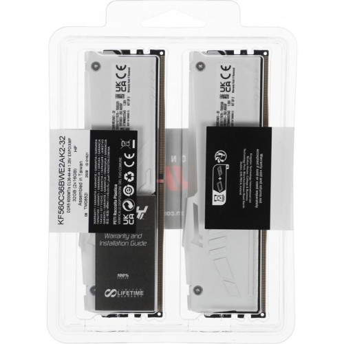 Память DDR5 2x16GB 6000MHz Kingston KF560C36BWE2AK2-32 Fury Beast White Expo RGB RTL PC5-48000 CL36 DIMM 288-pin 1.35В kit single rank с радиатором Ret