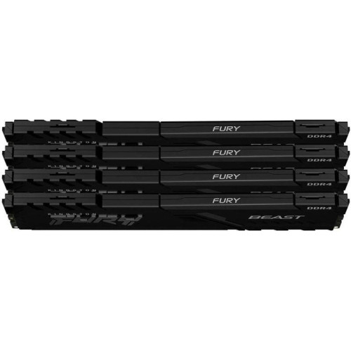 Память оперативная/ Kingston 64GB 2666MT/s DDR4 CL16 DIMM (Kit of 4) FURY Beast Black