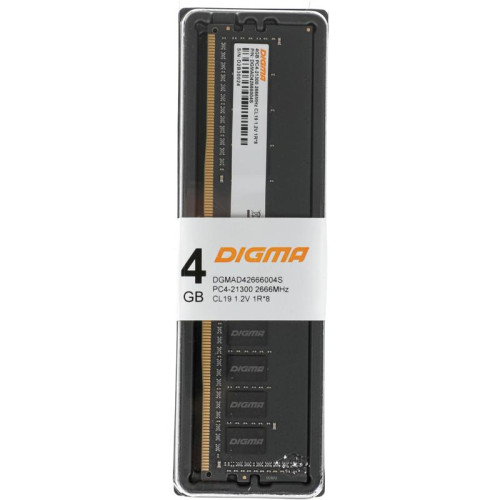 Оперативная память DDR4 4Gb 2666MHz Digma DGMAD42666004S RTL PC4-21300 CL19 DIMM 288-pin 1.2В single rank Ret [DGMAD42666004S]