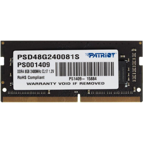 Оперативная память DDR4 8Gb 2400MHz Patriot PSD48G240081S RTL PC4-19200 CL17 SO-DIMM 260-pin 1.2В single rank Ret [PSD48G240081S]