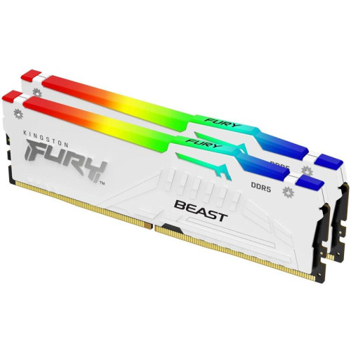 Оперативная память DDR5 2x32GB 6000MHz Kingston KF560C36BWEAK2-64 Fury Beast White Expo RGB RTL Gaming PC5-48000 CL36 DIMM 288-pin 1.35В dual rank с радиатором Ret [KF560C36BWEAK2-64]