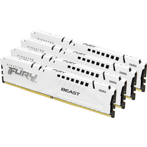 Память оперативная/ Kingston 128GB 5600MT/s DDR5 CL40 DIMM (Kit of 4) FURY Beast White XMP