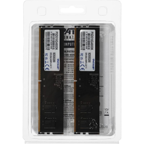 Оперативная память DDR5 2x8GB 4800MHz Patriot PSD516G4800K Signature RTL Gaming PC5-38400 CL40 DIMM 288-pin 1.1В Ret [PSD516G4800K]