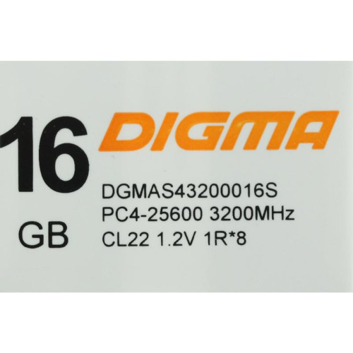 Оперативная память DDR4 16Gb 3200MHz Digma DGMAS43200016S RTL PC4-25600 CL22 SO-DIMM 260-pin 1.2В single rank Ret [DGMAS43200016S]