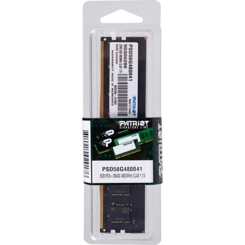 Оперативная память DDR5 8GB 4800MHz Patriot PSD58G480041 Signature RTL PC5-38400 CL40 DIMM 288-pin 1.1В single rank Ret [PSD58G480041]