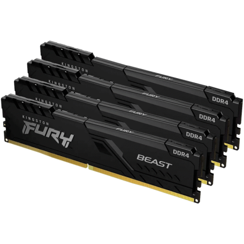 Память оперативная/ Kingston 64GB 2666MT/s DDR4 CL16 DIMM (Kit of 4) FURY Beast Black