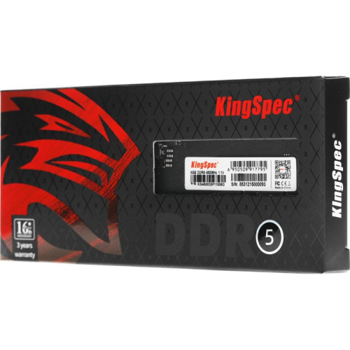 Оперативная память DDR5 8GB 4800MHz Kingspec KS4800D5P11008G RTL PC5-38400 CL40 DIMM 288-pin 1.1В single rank Ret [KS4800D5P11008G]