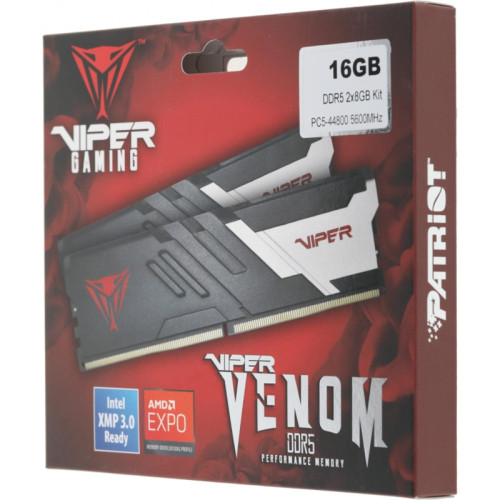 Память DDR5 2x8Gb 5600MHz Patriot PVV516G560C40K Viper Venom RTL Gaming PC5-44800 CL40 DIMM 288-pin 1.25В kit с радиатором Ret
