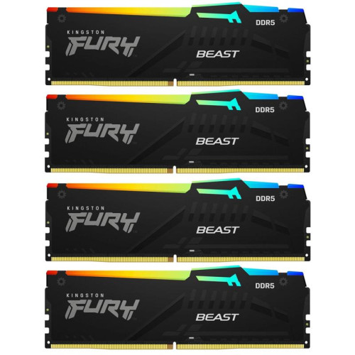 Оперативная память DDR5 4x32GB 5600MHz Kingston KF556C40BBAK4-128 Fury Beast Black RGB RTL Gaming PC5-44800 CL40 DIMM 288-pin 1.25В dual rank с радиатором Ret [KF556C40BBAK4-128]