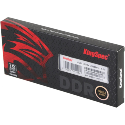 Оперативная память DDR4 8Gb 2666MHz Kingspec KS2666D4P12008G RTL PC4-21300 DIMM 288-pin 1.2В single rank Ret [KS2666D4P12008G]