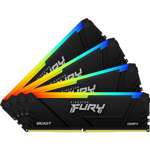 Память оперативная/ Kingston 32GB 2666MT/s DDR4 CL16 DIMM (Kit of 4) FURY Beast RGB