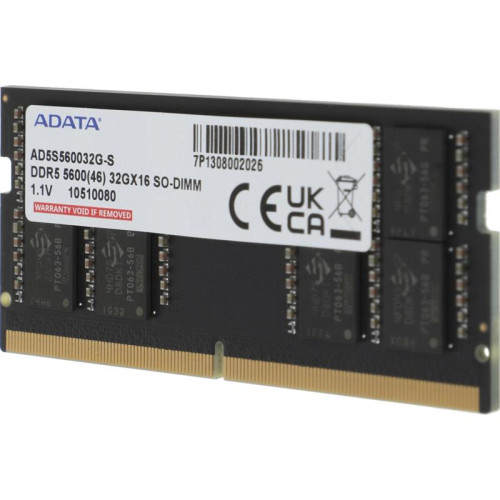 Память DDR5 32GB 5600MHz A-Data AD5S560032G-S RTL PC5-44800 CL46 SO-DIMM 262-pin 1.1В single rank Ret
