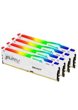 Память оперативная/ Kingston 64GB 5200MT/s DDR5 CL40 DIMM (Kit of 4) FURY Beast White RGB XMP