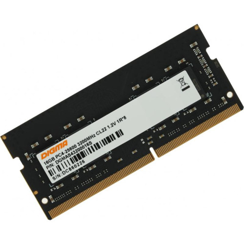 Оперативная память DDR4 16Gb 3200MHz Digma DGMAS43200016S RTL PC4-25600 CL22 SO-DIMM 260-pin 1.2В single rank Ret [DGMAS43200016S]