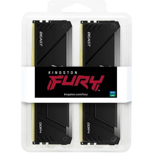 Память оперативная/ Kingston 16GB 3200MT/s DDR4 CL16 DIMM (Kit of 2) FURY Beast RGB (Select Regions ONLY)