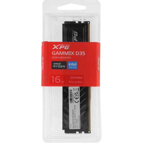 Память DDR4 16GB 3200MHz A-Data AX4U320016G16A-SBKD35 XPG Gammix D35 RTL Gaming PC4-25600 CL16 DIMM 288-pin 1.35В dual rank с радиатором Ret