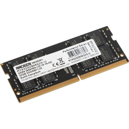 Оперативная память DDR4 32Gb 2666MHz AMD R7432G2606S2S-U Radeon R7 Performance Series RTL PC4-21300 CL19 SO-DIMM 260-pin 1.2В Ret [R7432G2606S2S-U]