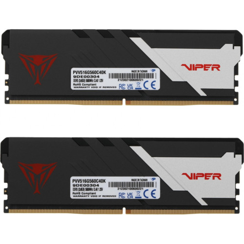 Память DDR5 2x8Gb 5600MHz Patriot PVV516G560C40K Viper Venom RTL Gaming PC5-44800 CL40 DIMM 288-pin 1.25В kit с радиатором Ret