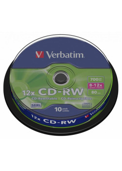 Диск CD-RW Verbatim 700Mb 12x Cake Box (10шт) (43480)