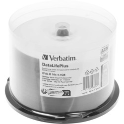 Диск DVD-R Verbatim 4.7Gb 16x Cake Box (50шт) Printable (43744)