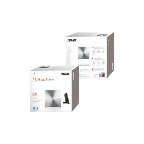 Оптический привод ASUS DVD-RW SDRW-08U5S-U/SIL/G/AS серебристый USB внешний RTL [SDRW-08U5S-U/SIL/G/AS]